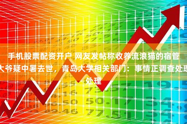 手机股票配资开户 网友发帖称收养流浪猫的宿管大爷疑中暑去世，青岛大学相关部门：事情正调查处理