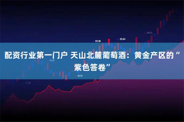 配资行业第一门户 天山北麓葡萄酒：黄金产区的“紫色答卷”